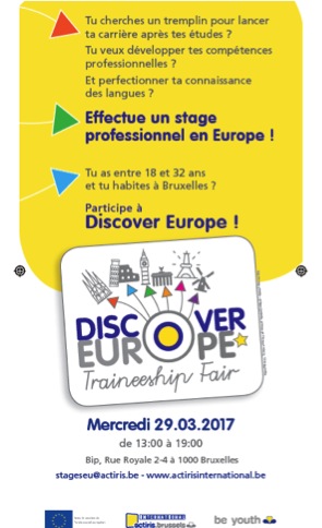 Discover Europe - Traineeship Fair : le 29 mars 2017 de 13h à 19h30. Elargissez votre horizon professionnel avec un stage en entreprise en Europe. - discover_europe.jpg
